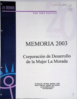 Memoria La Morada 2003