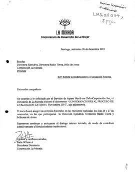 Consideraciones al Proceso de Evaluación Externa Nov 2001