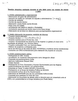 Gestión Directiva realizada durante el año 2000 entre los meses de Marzo y Julio