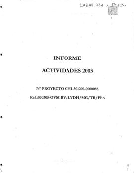 Informe Actividades 2003. N° Proyecto CHI-501290-0000088