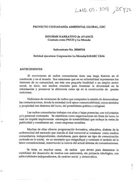 Informe Narrativo de Avance Contrato entre PNUD y La Morada