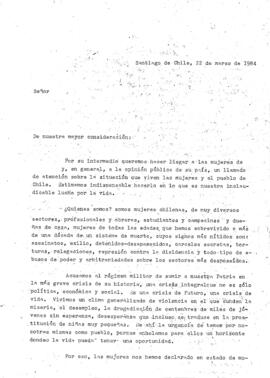 Carta a embajador sobre represión el 08 de marzo de 1984