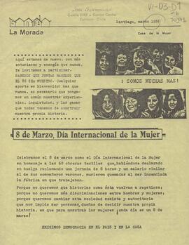 Boletín de la Casa de la Mujer La Morada, marzo 1986