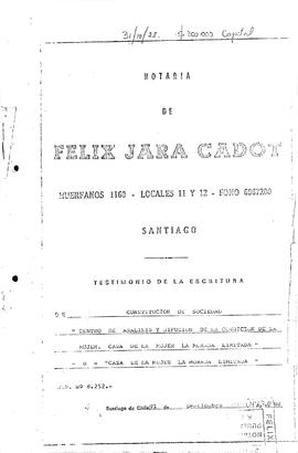 Repertorio Nº 8.252: Constitución de Sociedad Centro de Análisis y Difusión de la Condición de la Mujer. Casa de la Mujer La Morada Limitada o Casa de la Mujer La Morada Limitada