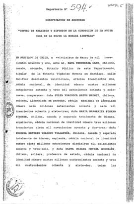 Repertorio Nº 594: Modificación de Sociedad Centro de Análisis y Difusión de la Condición de la Mujer Casa La Morada Limita